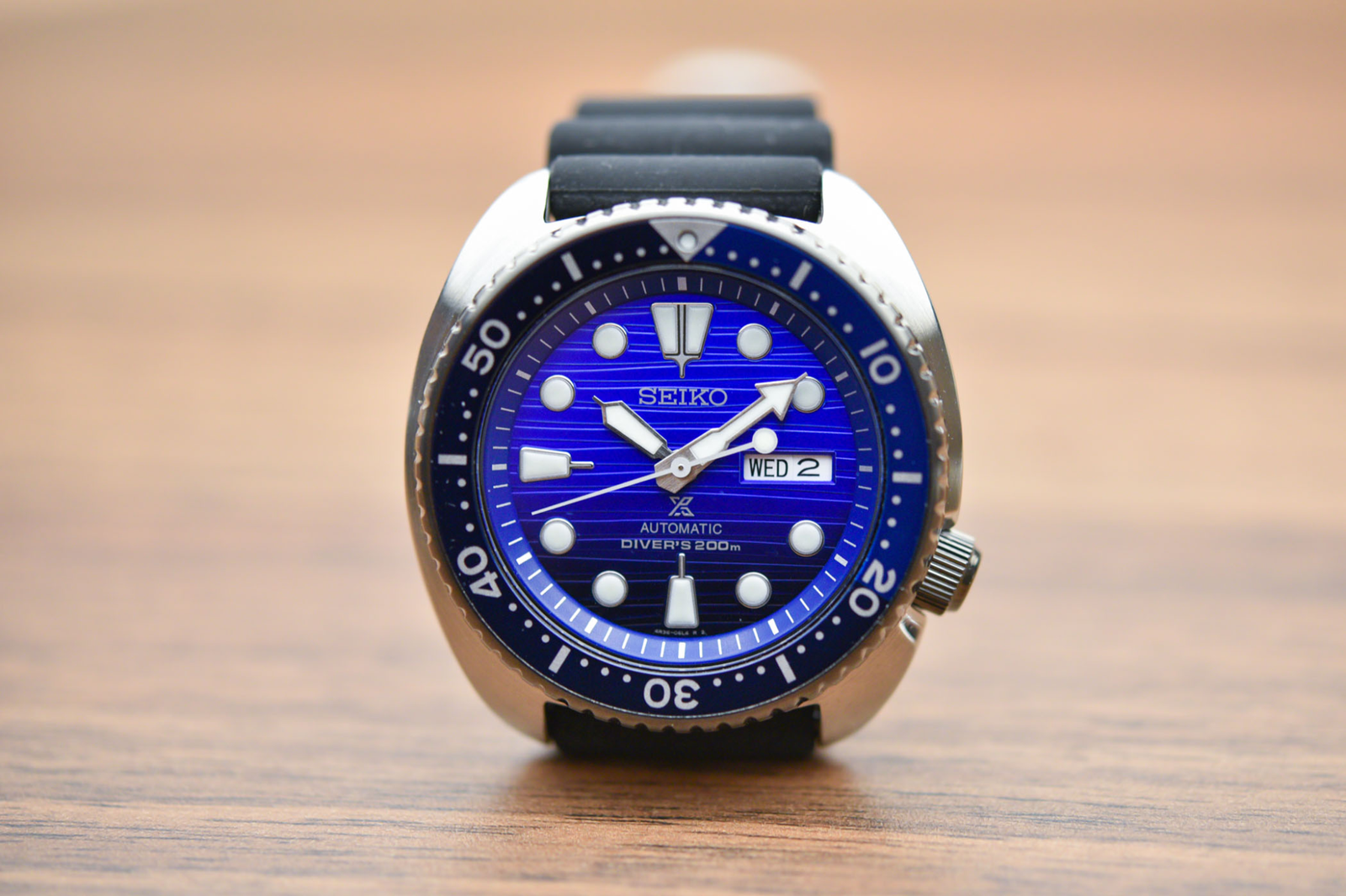 Seiko SRPC91K1 Save the Ocean Turtle Watch on Table