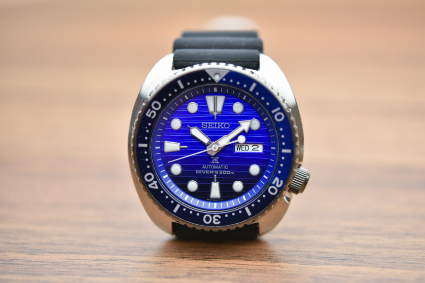 Seiko SRPC91K1 Save the Ocean Turtle Watch on Table